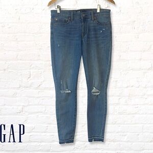 Gap Denim Legging Skinny Jeans Size 6 / 28 R Frayed Hem Mid Rise